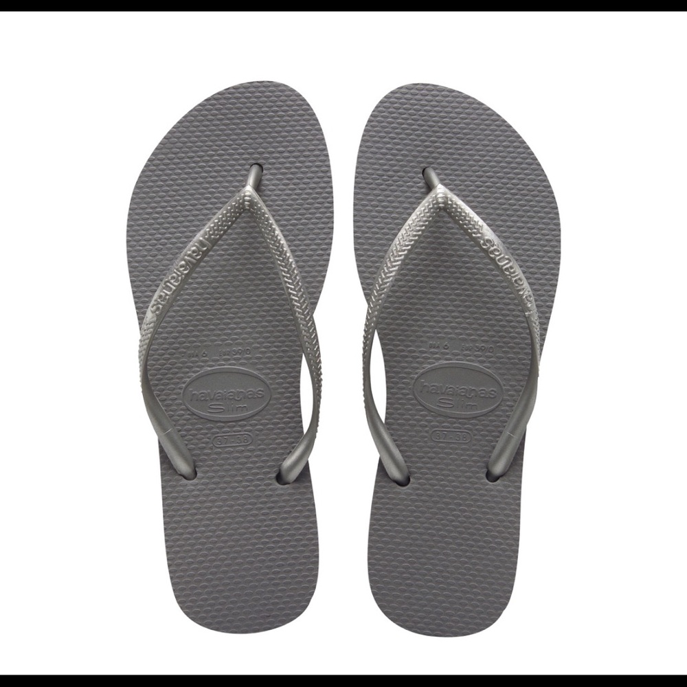 Grey Havainas flip flops